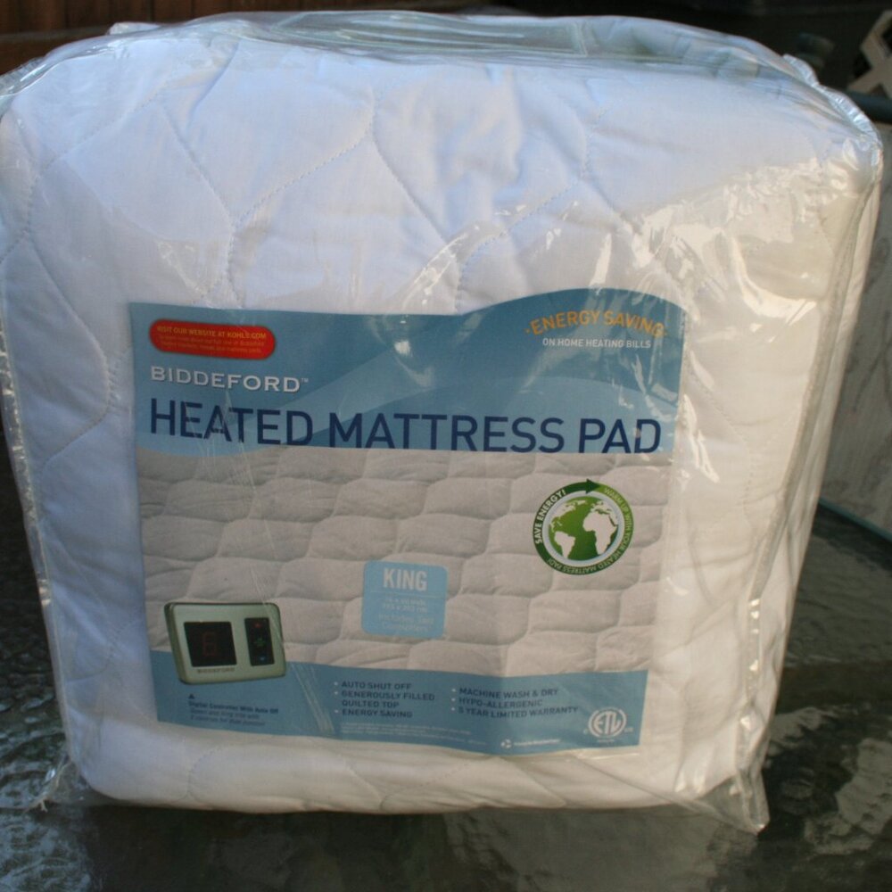 KING Biddeford Quilted Heated Mattress Pad Cover with (2) Digital Controllers